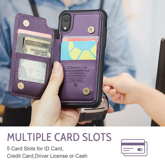 Caseme - CASEME C22 iPhone XR Fodral Läder med RFID Kortfack - Lila