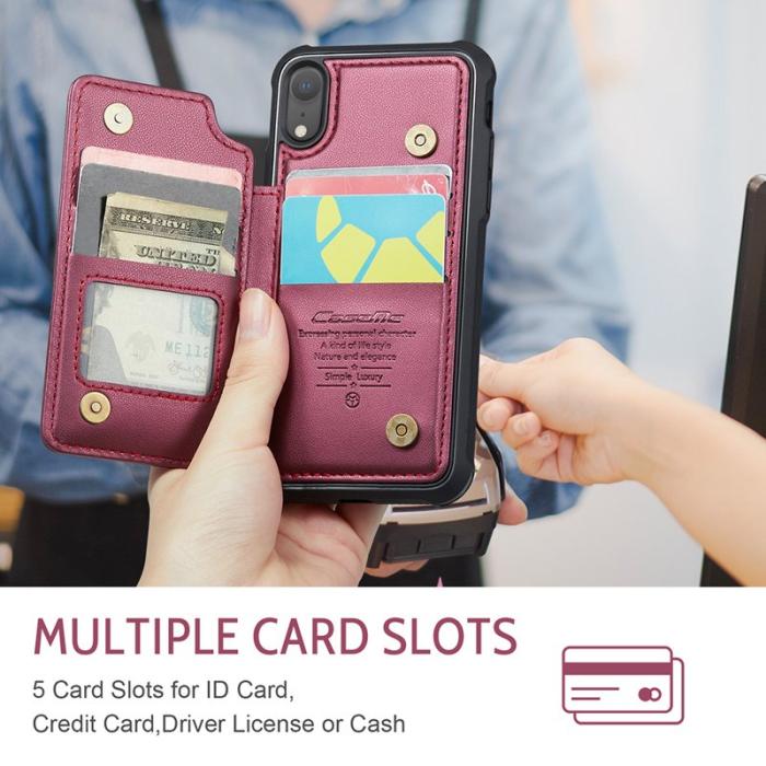 Caseme - CASEME C22 iPhone XR Fodral Läder med RFID Skydd - Röd