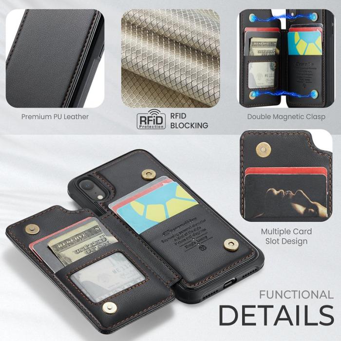 Caseme - CASEME C22 iPhone XR Fodral Läder med RFID Skydd - Svart