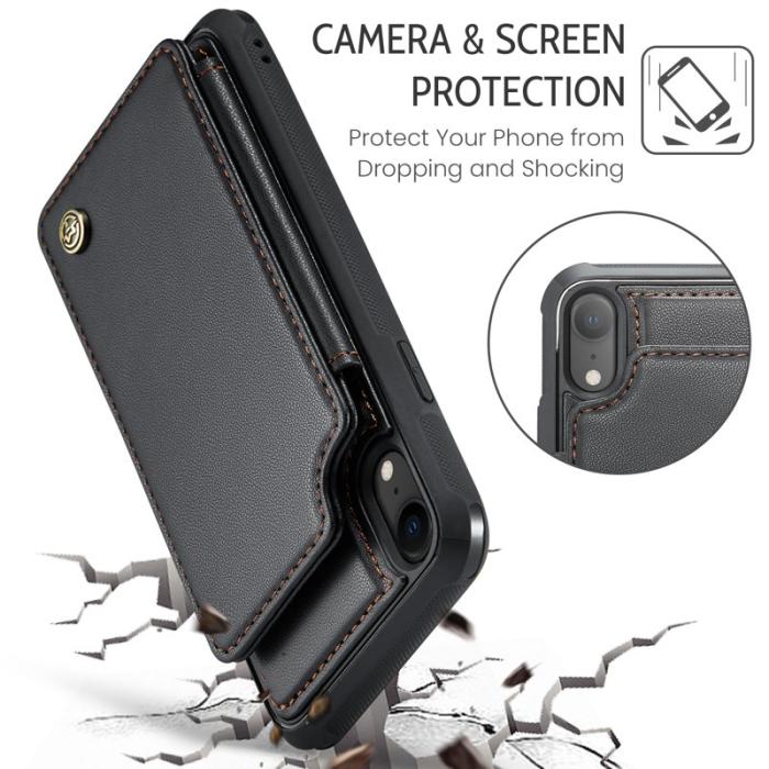 Caseme - CASEME C22 iPhone XR Fodral Läder med RFID Skydd - Svart