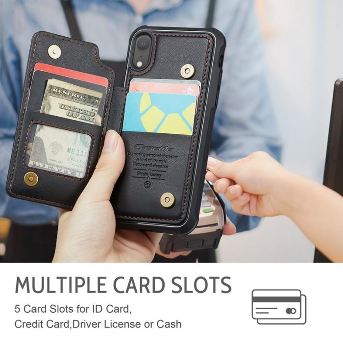 Caseme - CASEME C22 iPhone XR Fodral Läder med RFID Skydd - Svart