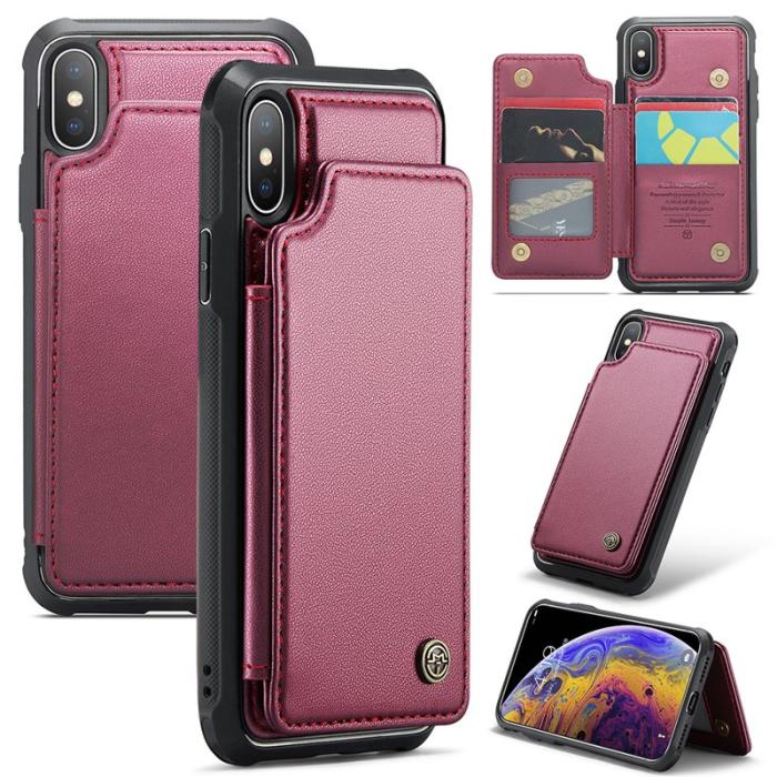 Caseme - CASEME C22 iPhone XS Max Fodral Läder med RFID, Röd