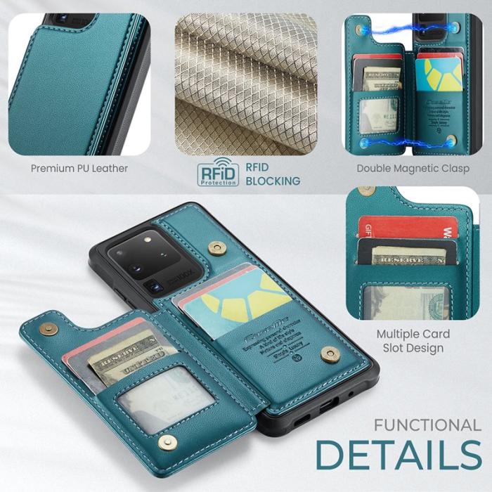 Caseme - CASEME C22 Samsung Galaxy S20 Ultra Fodral Läder Grön