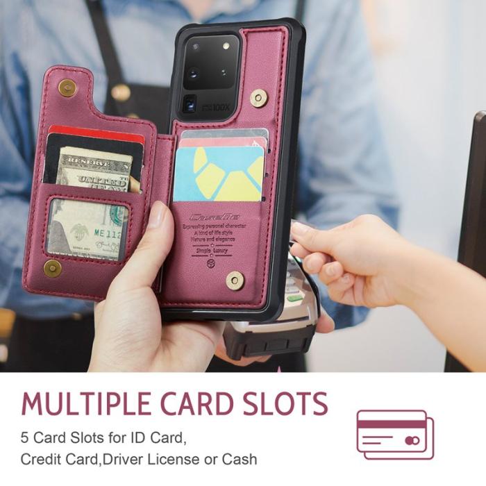 Caseme - CASEME C22 Samsung Galaxy S20 Ultra Fodral Konstläder Röd