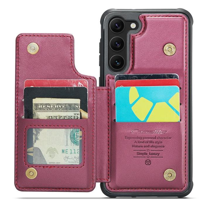Caseme - CASEME C22 Samsung Galaxy S23+ Skal i läder med RFID - Röd
