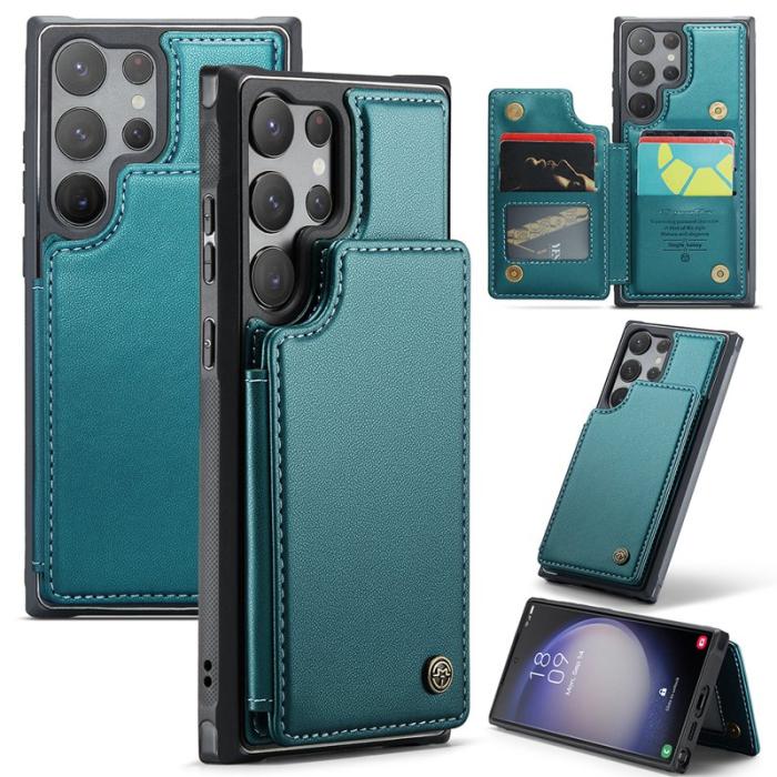 Caseme - CASEME C22 Samsung Galaxy S23 Ultra Fodral Läder Grön