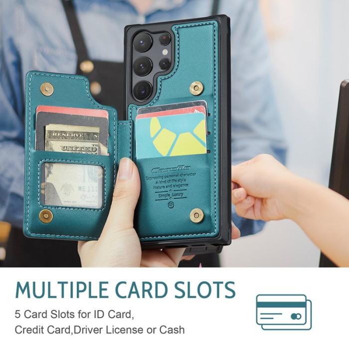 Caseme - CASEME C22 Samsung Galaxy S23 Ultra Fodral Läder Grön