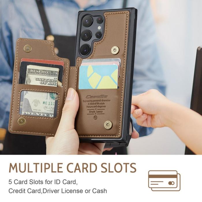 Caseme - CASEME C22 Samsung Galaxy S23 Ultra Fodral Läderbrun
