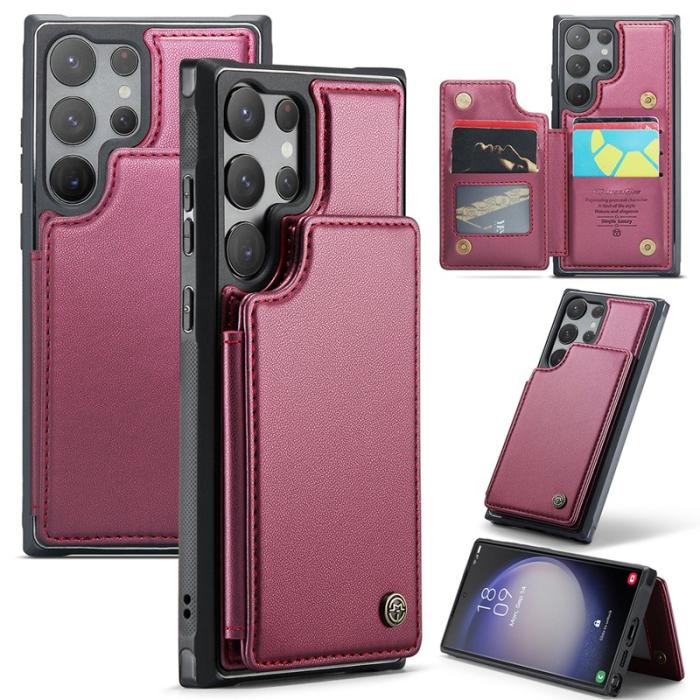 Caseme - CASEME C22 Samsung Galaxy S23 Ultra Skal Läder RFID Röd