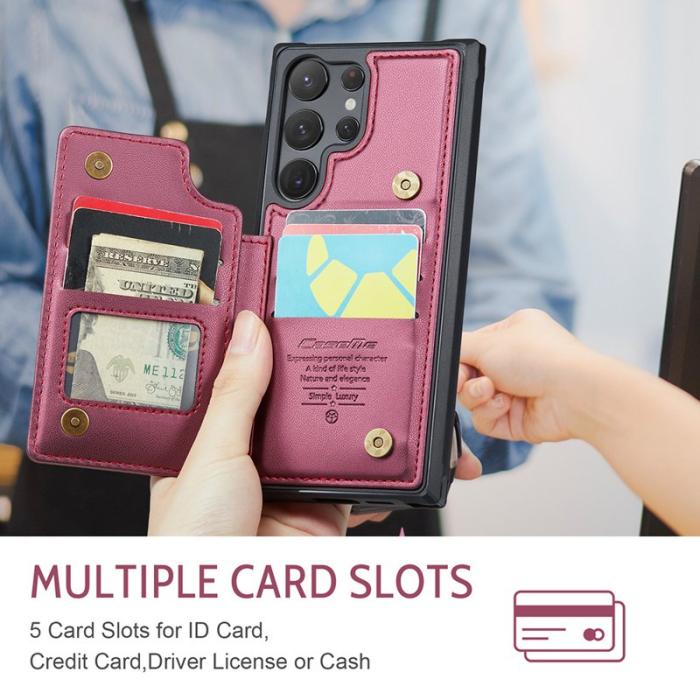 Caseme - CASEME C22 Samsung Galaxy S23 Ultra Skal Läder RFID Röd