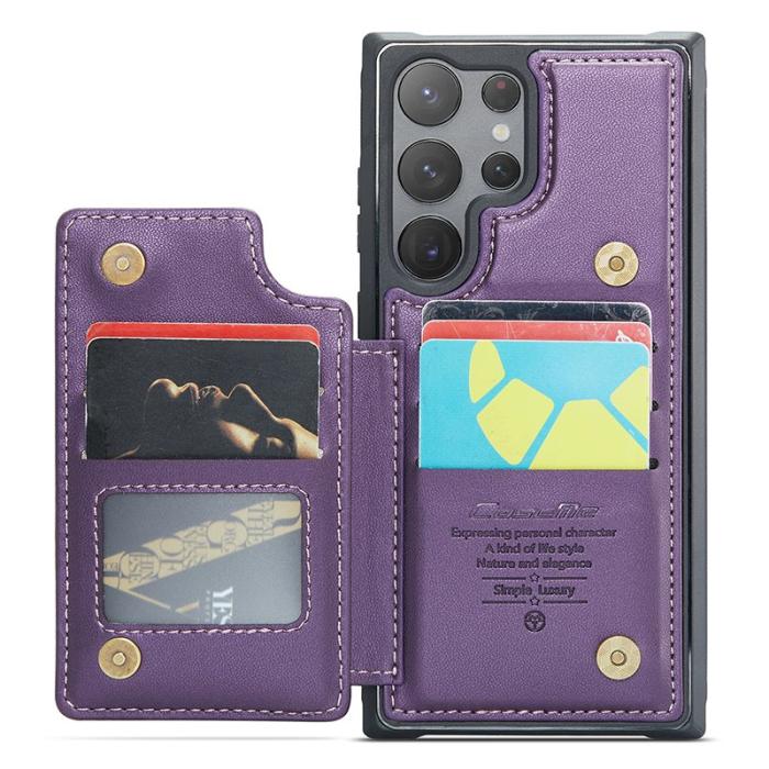 Caseme - CASEME C22 Samsung Galaxy S23 Ultra Skal Läder RFID Skydd Lila