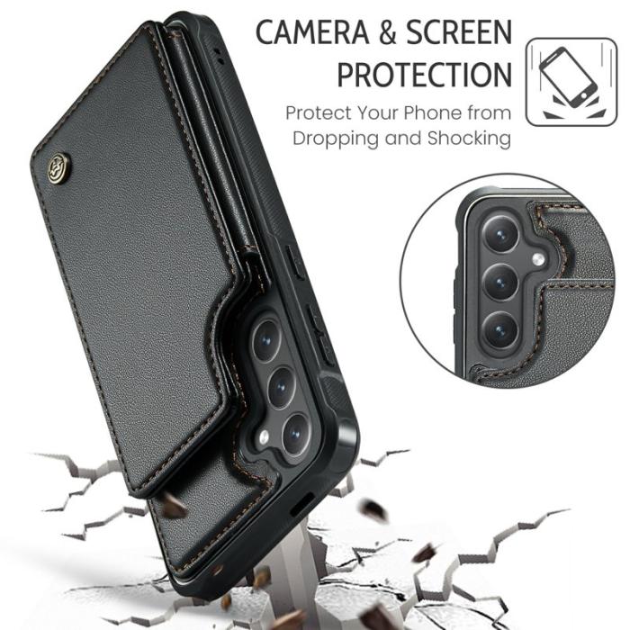 Caseme - CASEME C22 Samsung Galaxy S24 Fodral Läder med RFID - Svart
