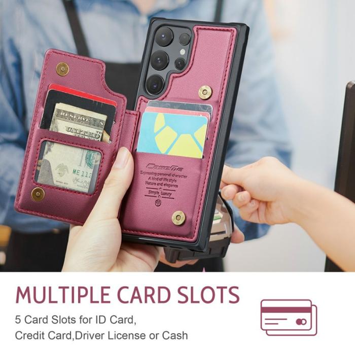 Caseme - CASEME C22 Samsung Galaxy S24 Ultra Fodral Läder Röd