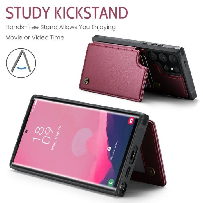 Caseme - CASEME C22 Samsung Galaxy S24 Ultra Fodral Läder Röd