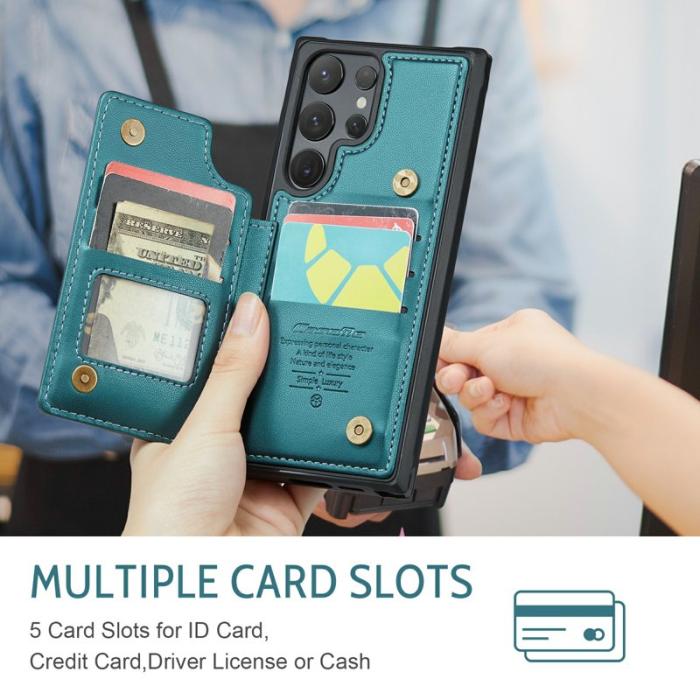 Caseme - CASEME C22 Samsung Galaxy S24 Ultra Skal Läder RFID Grön