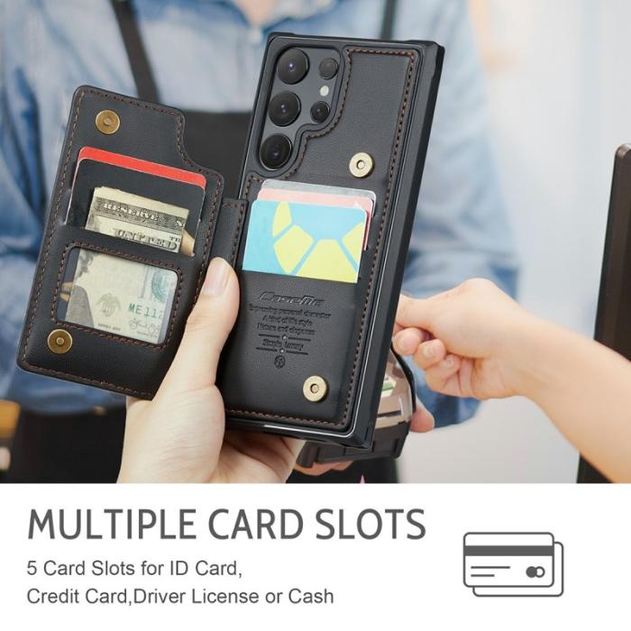 Caseme - CASEME C22 Samsung Galaxy S24 Ultra Skal Läder Svart