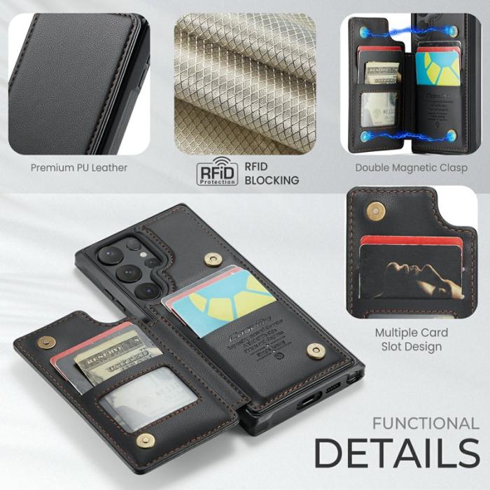 Caseme - CASEME C22 Samsung Galaxy S24 Ultra Skal Läder Svart