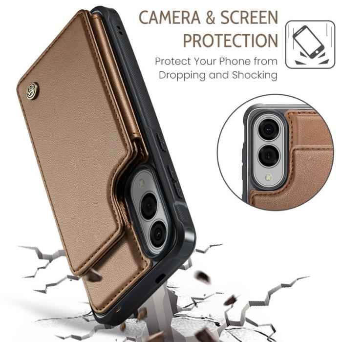Caseme - CASEME C22 Samsung Galaxy S25 Edge Fodral Konstläder Brun