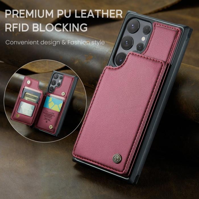 Caseme - CASEME C22 Samsung Galaxy S25 Ultra Fodral Läder Röd