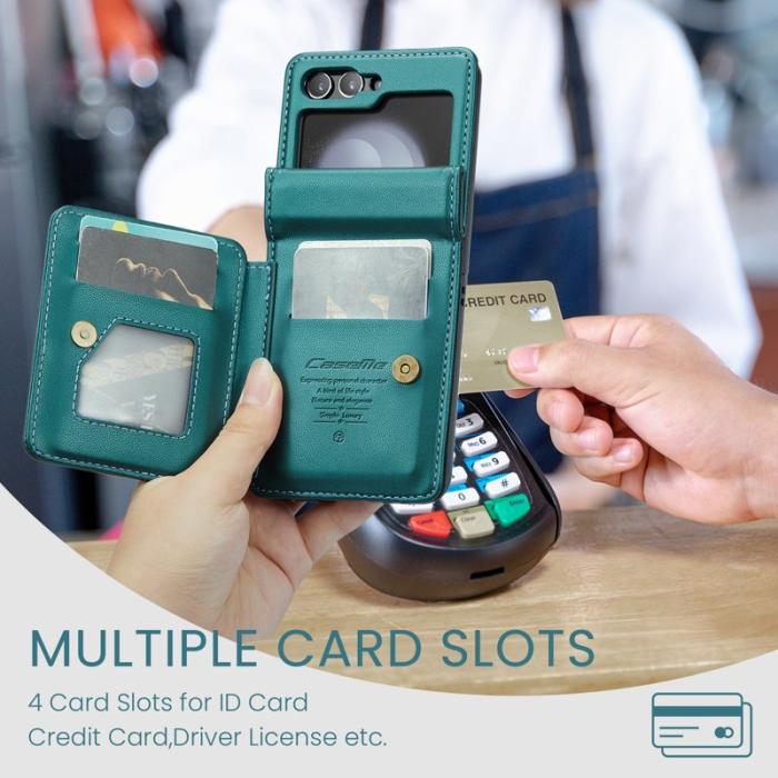 Caseme - CASEME C22 Samsung Galaxy Z Flip5 Fodral Läder Grön