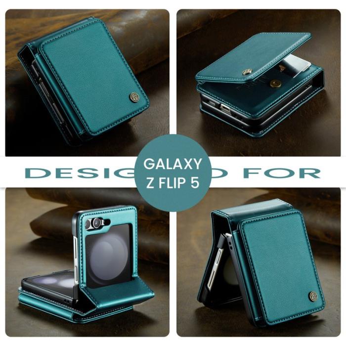 Caseme - CASEME C22 Samsung Galaxy Z Flip5 Fodral Läder Grön