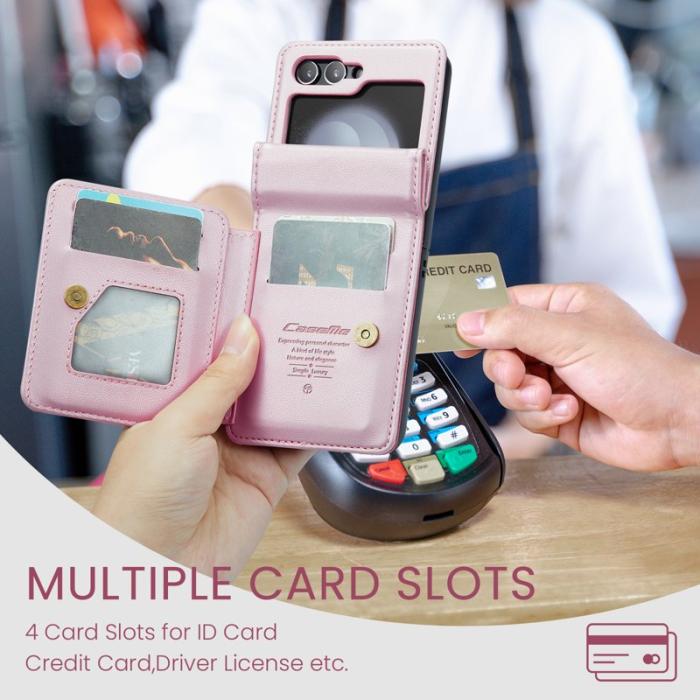 Caseme - CASEME C22 Samsung Galaxy Z Flip5 Fodral Läder med RFID - Rosa