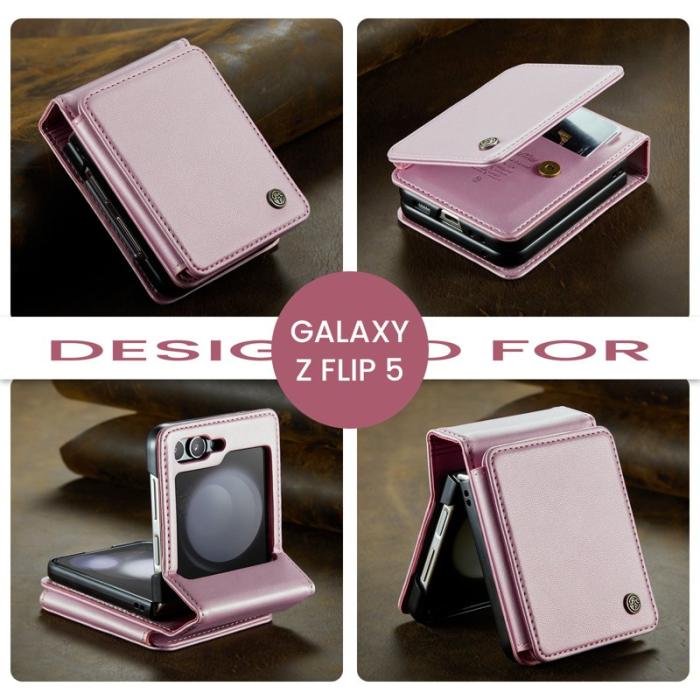 Caseme - CASEME C22 Samsung Galaxy Z Flip5 Fodral Läder med RFID - Rosa