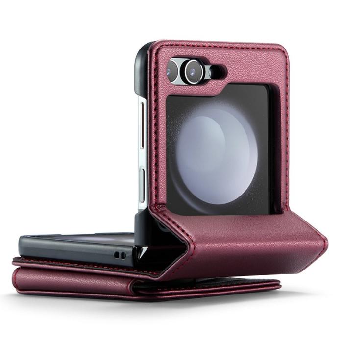 Caseme - CASEME C22 Samsung Galaxy Z Flip5 Fodral Läder Röd