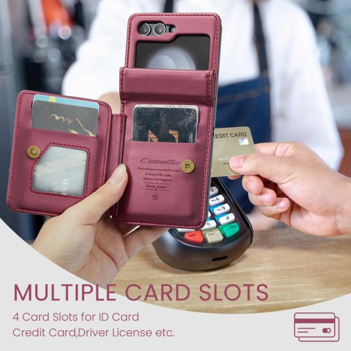 Caseme - CASEME C22 Samsung Galaxy Z Flip5 Fodral Läder Röd