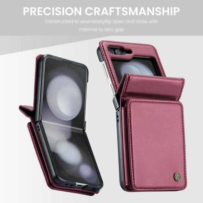 Caseme - CASEME C22 Samsung Galaxy Z Flip5 Fodral Läder Röd