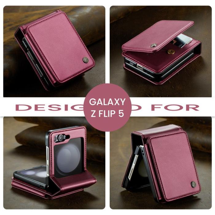 Caseme - CASEME C22 Samsung Galaxy Z Flip5 Fodral Läder Röd