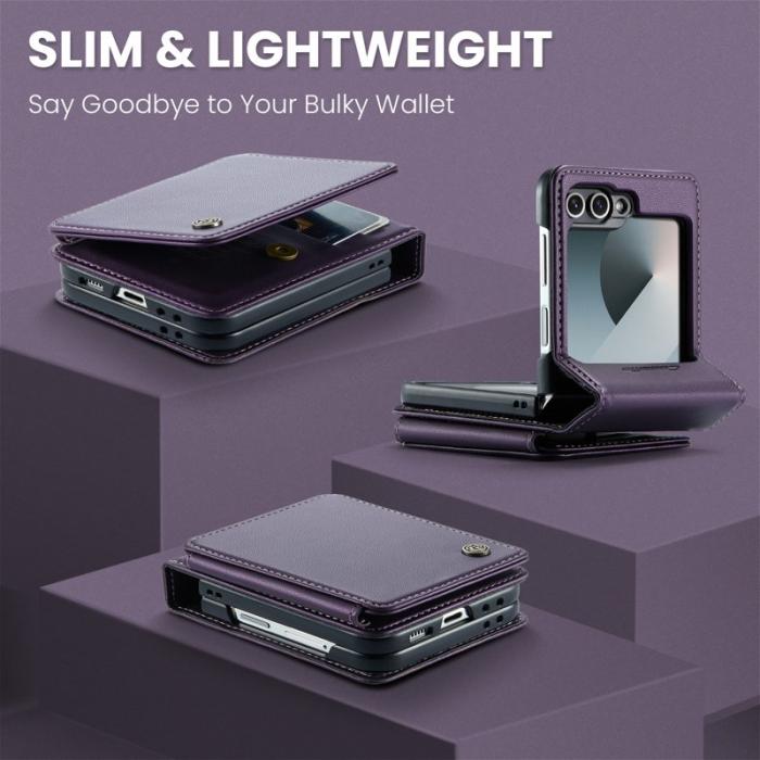 Caseme - CASEME C22 Samsung Galaxy Z Flip7 FE 5G Skal Läder Lila