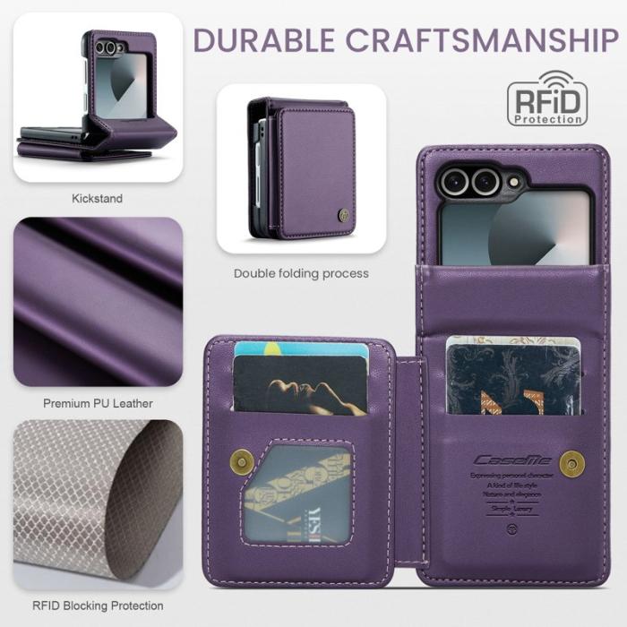 Caseme - CASEME C22 Samsung Galaxy Z Flip7 FE 5G Skal Läder Lila