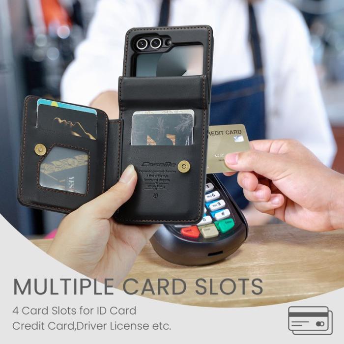 Caseme - CASEME C22 Samsung Galaxy Z Flip7 FE 5G Skal Läder Svart