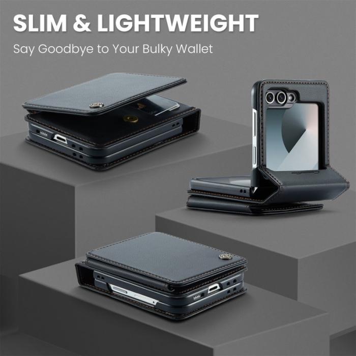 Caseme - CASEME C22 Samsung Galaxy Z Flip7 FE 5G Skal Läder Svart