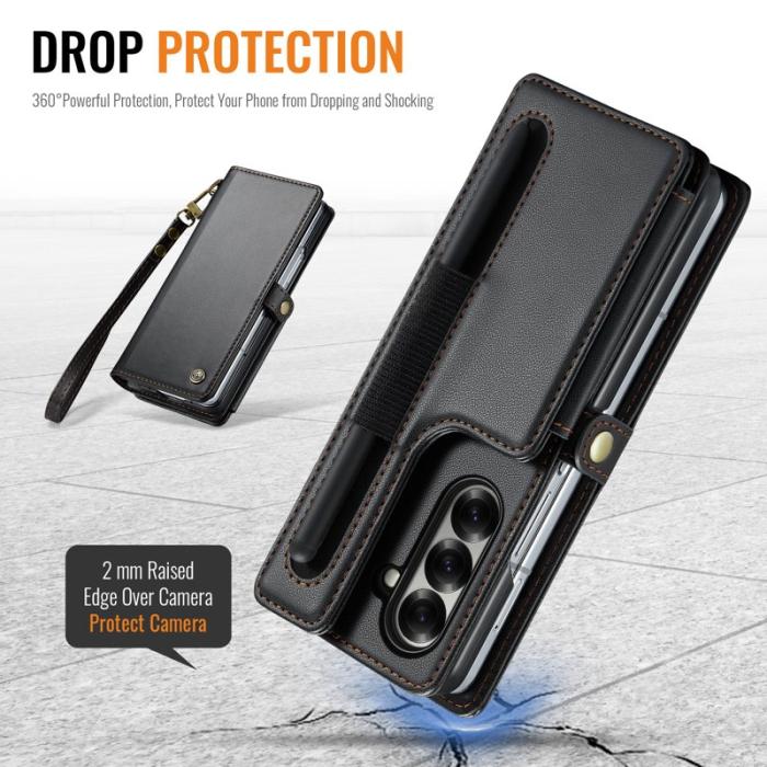 Caseme - CASEME C22 Samsung Galaxy Z Fold7 5G Fodral Läder Svart