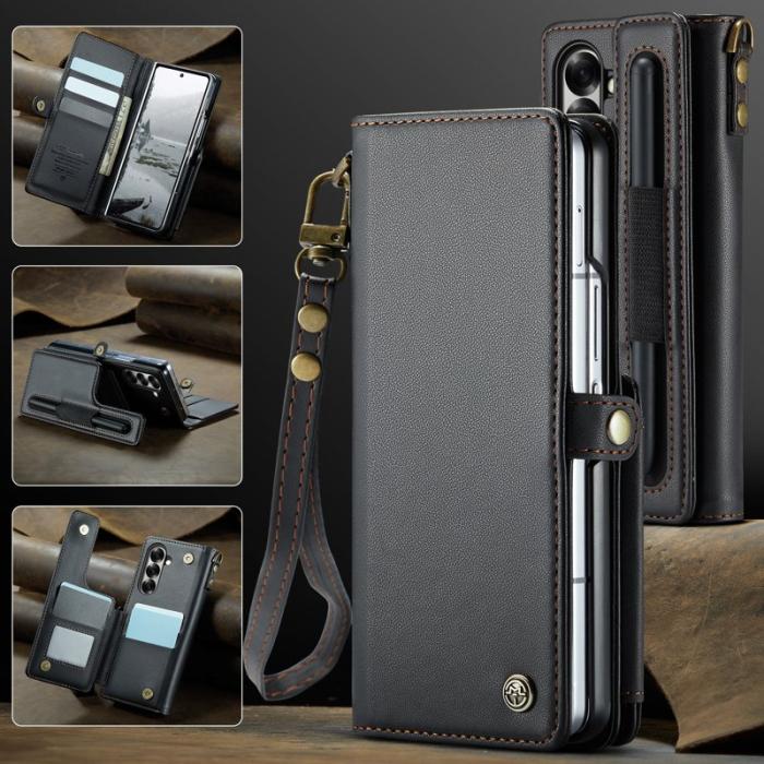 Caseme - CASEME C22 Samsung Galaxy Z Fold7 5G Fodral Läder Svart