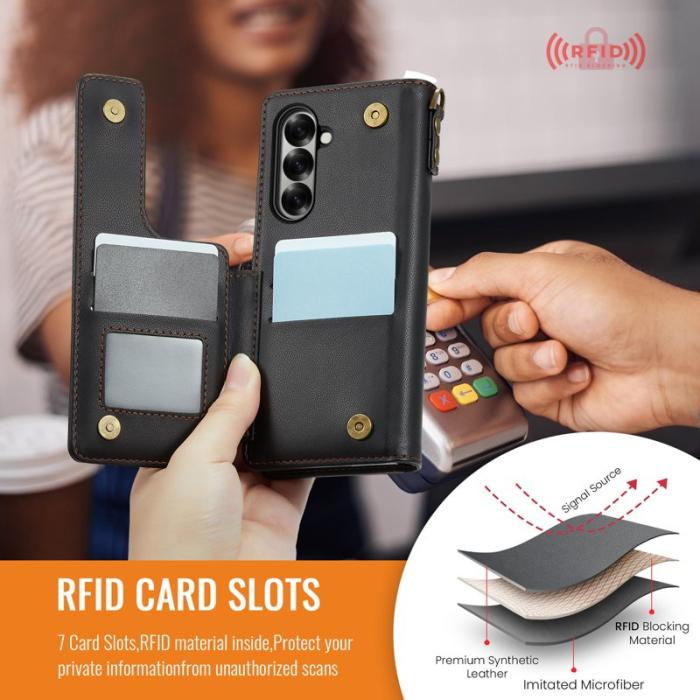 Caseme - CASEME C22 Samsung Galaxy Z Fold7 5G Fodral Läder Svart