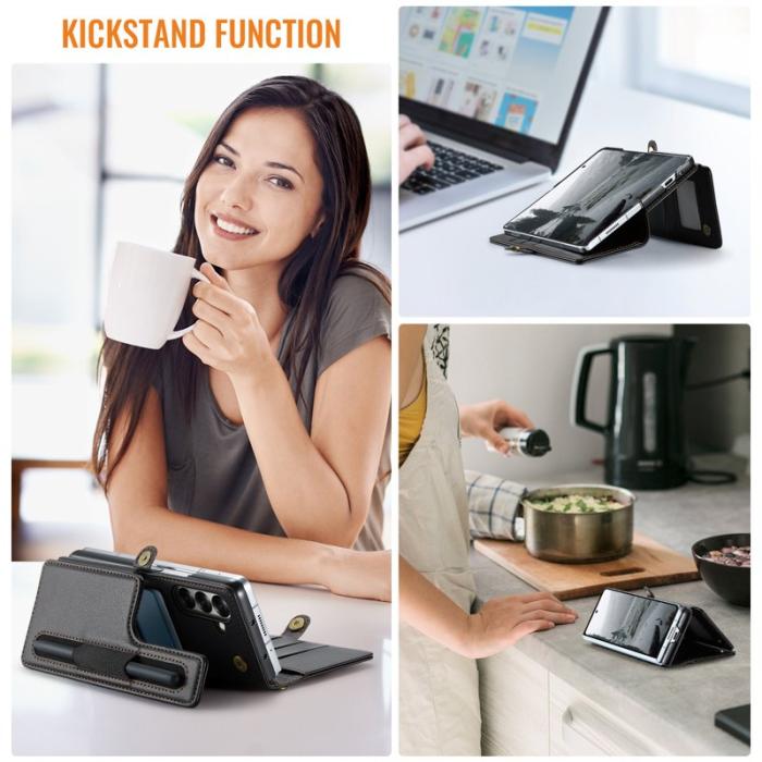 Caseme - CASEME C22 Samsung Galaxy Z Fold7 5G Fodral Läder Svart