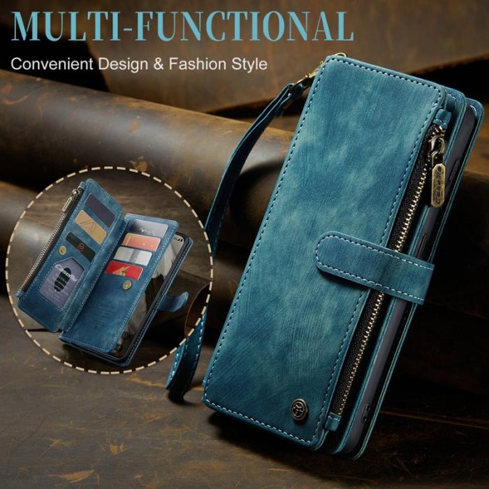 Caseme - CASEME Konstläder Plånboksfodral för Google Pixel 8 med Rem - Blå