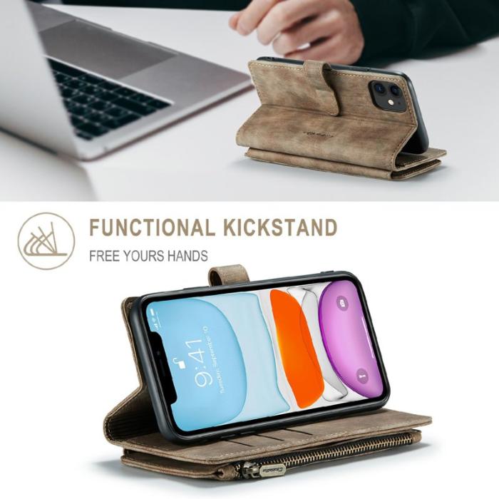 Caseme - CASEME C30 Fodral för iPhone 11 med Rem och Flera Kort - Brun