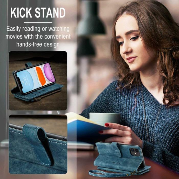 Caseme - CASEME C30 Fodral för iPhone 11 med Rem och Kortfack - Blå