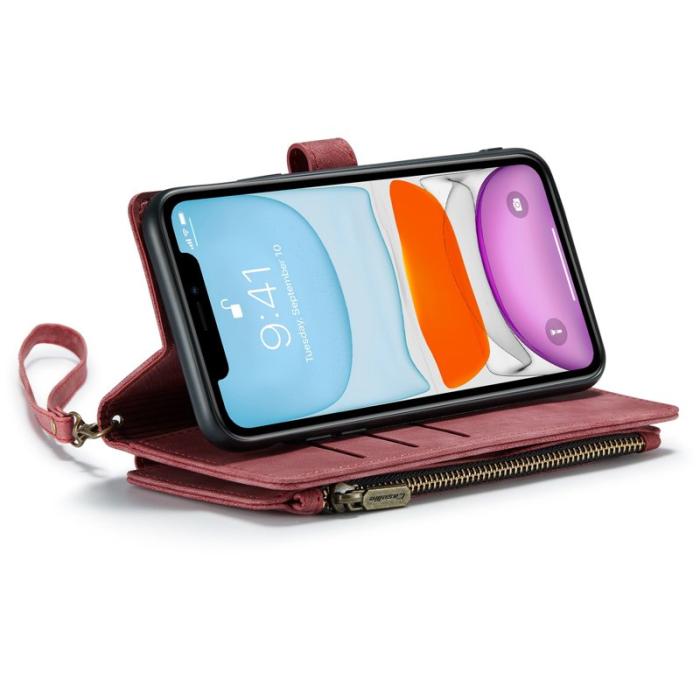 Caseme - CASEME C30 Fodral för iPhone 11 med Rem och Kortfack - Röd