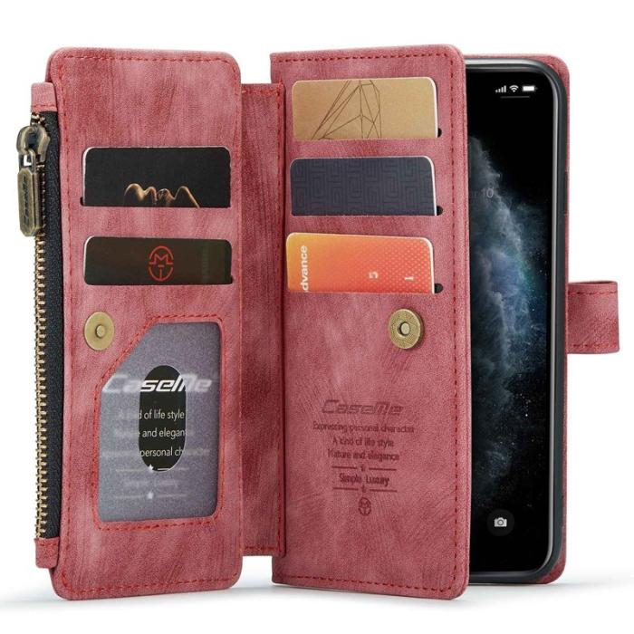 Caseme - CASEME C30 Fodral för iPhone 11 med Rem och Kortfack - Röd
