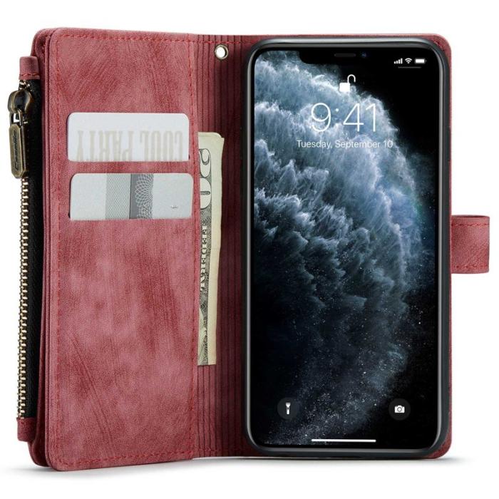 Caseme - CASEME C30 Fodral för iPhone 11 med Rem och Kortfack - Röd