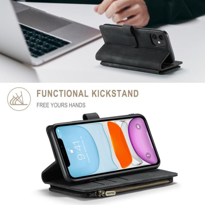 Caseme - CASEME C30 Fodral för iPhone 11 med Rem och Kortfack - Svart