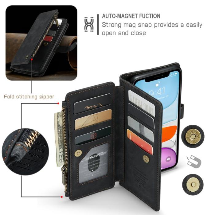 Caseme - CASEME C30 Fodral för iPhone 11 med Rem och Kortfack - Svart