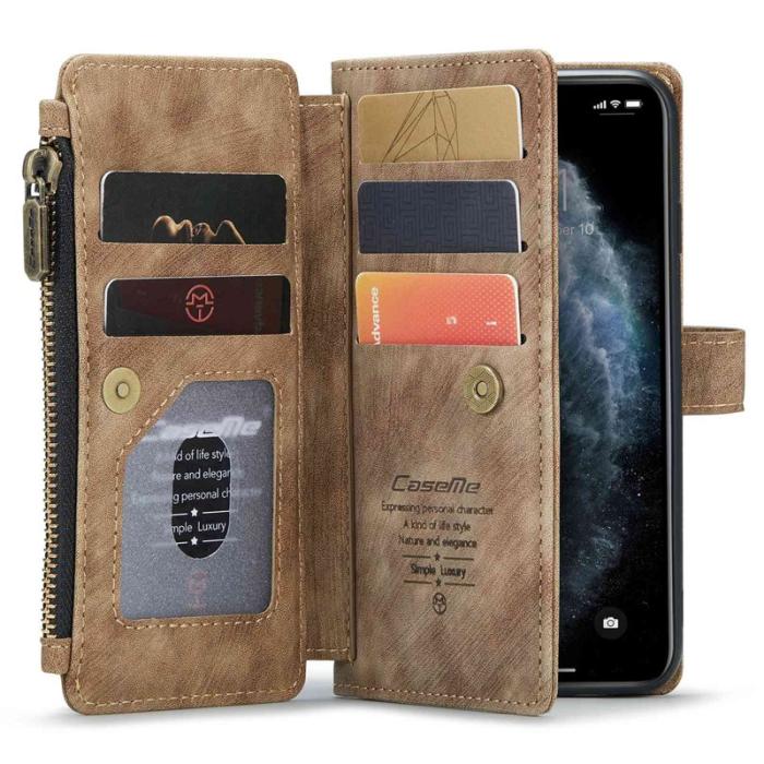 Caseme - CASEME C30 Fodral för iPhone 11 med rem och kortfickor - Brun