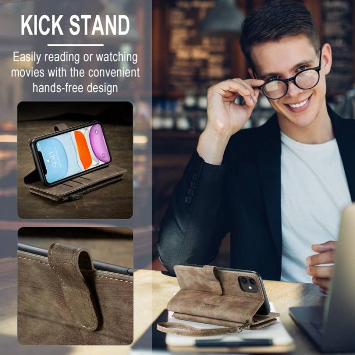 Caseme - CASEME C30 Fodral för iPhone 11 med rem och kortfickor - Brun