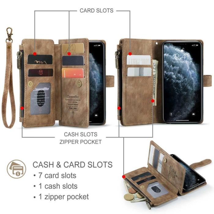 Caseme - CASEME C30 Fodral för iPhone 11 med rem och kortfickor - Brun